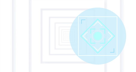 Poster - Geometric shapes and patterns in blue image over white background