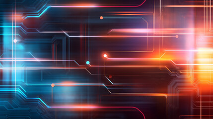 Fototapete - A beauty futuristic abstract background in a high-tech style. Shining lines and patterns resembling neural networks, connections, and digital circuits.