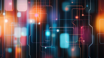 Fototapete - A beauty futuristic abstract background in a high-tech style. Shining lines and patterns resembling neural networks, connections, and digital circuits.