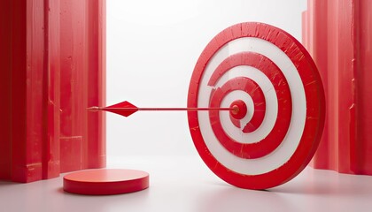 Wall Mural - target achievement visualization studio 3d rendering minimalist front view conceptual design