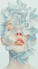 Poster - Artistic expression of a woman covered in petals studio minimalistic close-up conceptual beauty