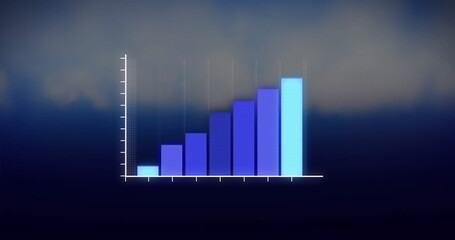 Poster - Bar chart image showing increasing data values over dark gradient background