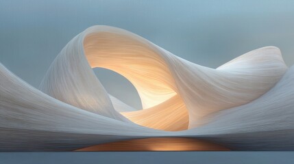 Poster - Dynamic abstract wave sculpture digital art modern environment minimalist viewpoint