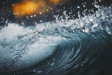 Wall Mural - dynamic wave in ocean water splashing close-up with bubbles