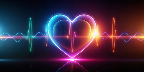 Poster - Silhouette Heartbeat: Artistic 3D Frequency Dynamics Visual