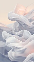 Poster - Flowing ethereal fabric abstract art digital design soft colors close-up view serenity concept