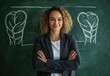 © Alexei - A woman stands before a blackboard showing a human body drawing