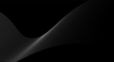 Leinwandbilder - Abstract black background with flowing white curved lines creating a wave effect