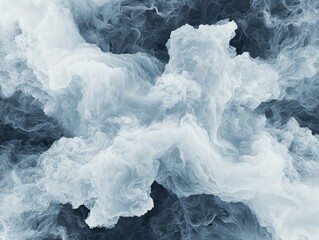 Poster - Dynamic swirls of white smoke abstract art digital artwork minimalist aerial view fluidity concept