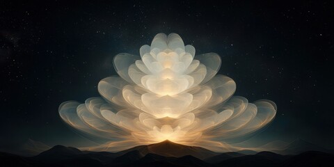 Poster - Celestial light show mountain range digital art night sky elevated viewpoint cosmic beauty