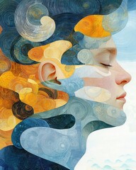 Poster - Emotional portrait abstract art creative expression surreal environment close-up view mindfulness concept