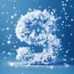Fototapete - Winter themed letter formed with soft snowflakes and a blue background captures the essence of a snowy season celebration. Generative AI