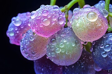 Wall Mural - grapes on black background