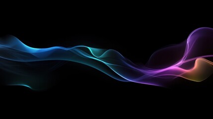 Poster - Abstract colorful wavy lines on black background. Possible use Digital art, background image, graphic design