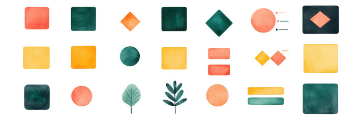 Poster - Watercolor shapes and patterns showcase artistic background design elements creative studio visual inspiration translate background