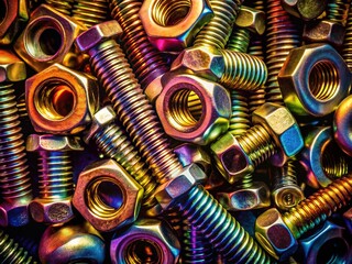 Poster - Surreal Close-up of Nuts & Bolts, Abstract Composition, Conceptual Photography