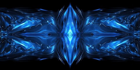 Poster - Abstract representation of flowing blue energy against a black backdrop showcases dynamic shapes and depth