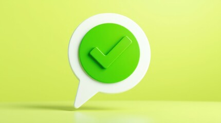 Poster - Green checkmark inside a white speech bubble conveys confirmation and positivity on a light green background.