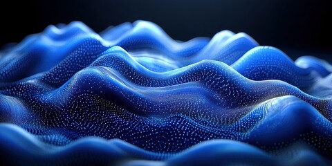 Poster - visual representation of blue waves showcasing digital patterns in a dark atmosphere