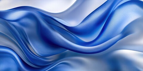 Poster - Soft flowing fabric in varying shades of blue and white creates an elegant and serene visual texture