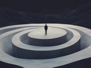 Poster - Exploring inner journeys abstract landscape digital art minimalist environment central perspective