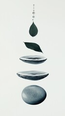 Poster - Floating elements nature's harmony minimalist design calm environment vertical perspective
