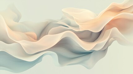 Poster - Flowing abstract waves digital art soft colors minimalist design aesthetic view contemporary concept