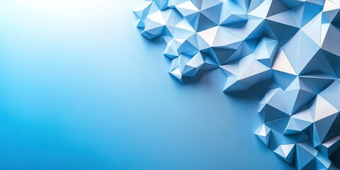Poster - Modern geometric design featuring three-dimensional blue shapes against a light background