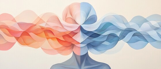 Poster - Creative abstract conceptual illustration of human emotions digital art soft colors calm background artistic perspective