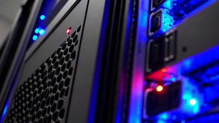 Poster - Data Center Server Racks with Blue and Red LED Lights