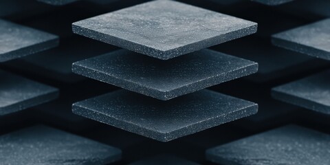 Poster - Layered textured panels modern design studio digital art minimalist environment top-down view material concept