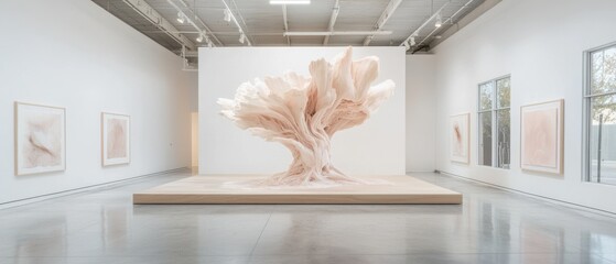 Poster - Artistic sculpture installation modern art gallery contemporary art indoor space wide angle creative expression