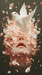 Poster - Symbolic transformation of the mind surreal art digital art indoor close-up freedom and renewal