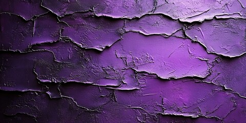 Poster - Textured purple wall with cracks revealing layered paint in abstract design