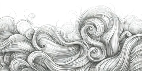 Poster - Swirling white waves create an ethereal texture resembling flowing hair in an abstract design