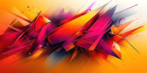 Poster - Abstract composition with vibrant colors and sharp geometric shapes creating a dynamic visual experience