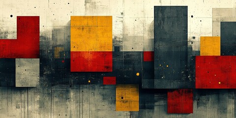 Poster - Colorful abstract composition featuring geometric shapes on a textured background