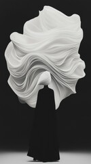 Poster - Flowing fabric sculpture art gallery digital artwork minimalist space front view abstract representation