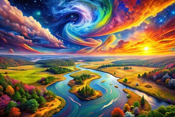 Poster - Surreal New Jersey Map: Dreamlike Landscape Photography
