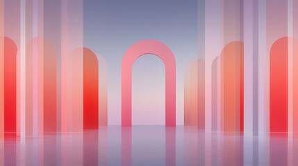 Poster - Dynamic archway design abstract space digital art modern environment artistic viewpoint