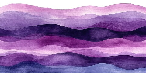 Poster - Beautiful watercolor waves in shades of purple and blue create a calming abstract landscape