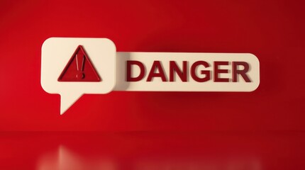 Poster - 3D danger notification, caution signage, hazard alert, safety protocol, risk indicator, warning symbol, alarm