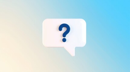 Poster - Question mark inside a white speech bubble against a two-tone background. Concept of uncertainty.