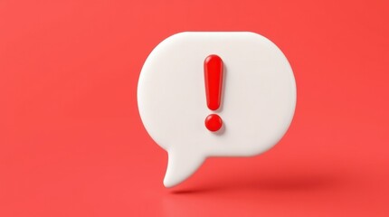 Poster - exclamation in a speech bubble warns of danger or problems, simple design and impactful red and whit