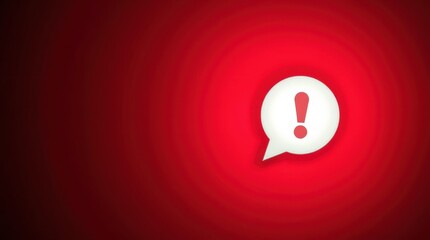 Poster - attention icon with red background. exclamation mark inside dialog. alert or warning message concept