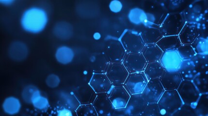 Poster - Blue hexagon network, technology background, science, abstract