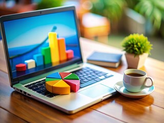 Poster - Tilt-Shift Miniature Business Analytics: Pie Chart Data Visualization