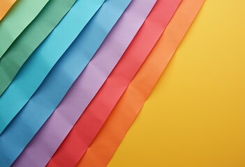 Poster - Abstract Rainbow Geometry: A Pastel-Toned Paper Cut Background with Triangle Shapes, Perfect for Modern Design Projects, Copy Space, and Creative Artwork.

