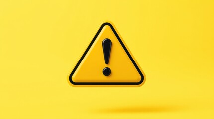 Poster - A yellow triangular sign featuring a black exclamation point warns of a potential danger or hazard ahead.