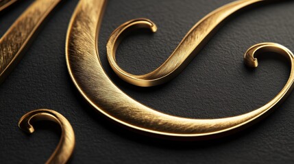 Leinwandbilder - Intricate golden swirls on a dark textured background create an elegant and ornate design, highlighting craftsmanship and luxury. Generative AI